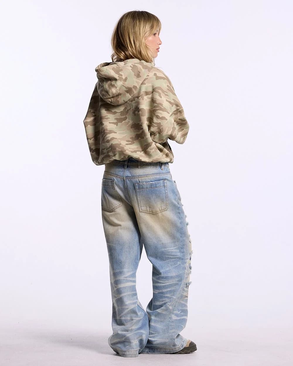 CROSSED DISTRESS HOODIE CAMO 10