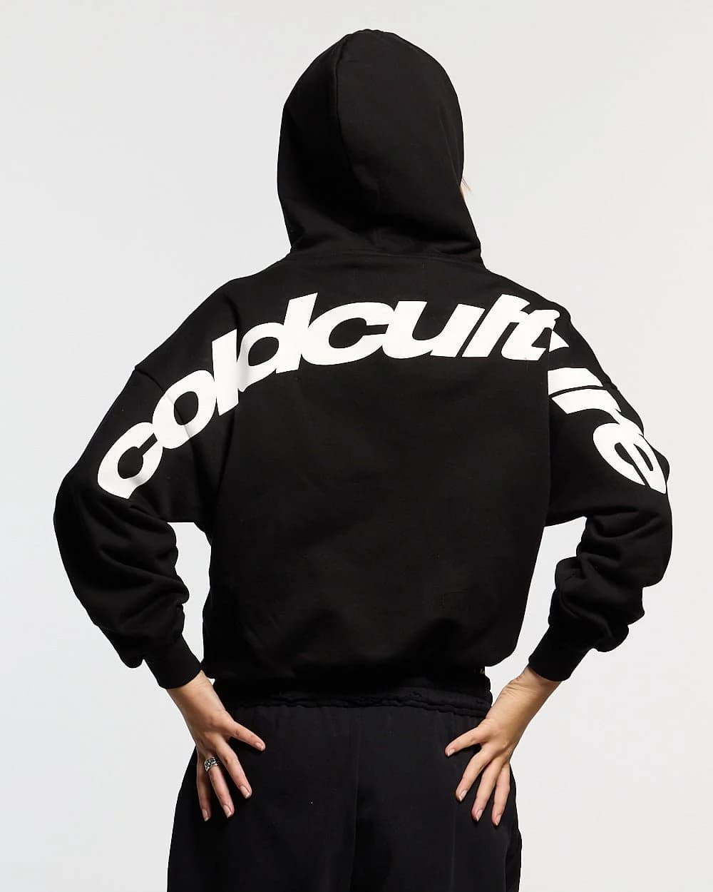 CURVED HOODIE BLACK AND WHITE 5