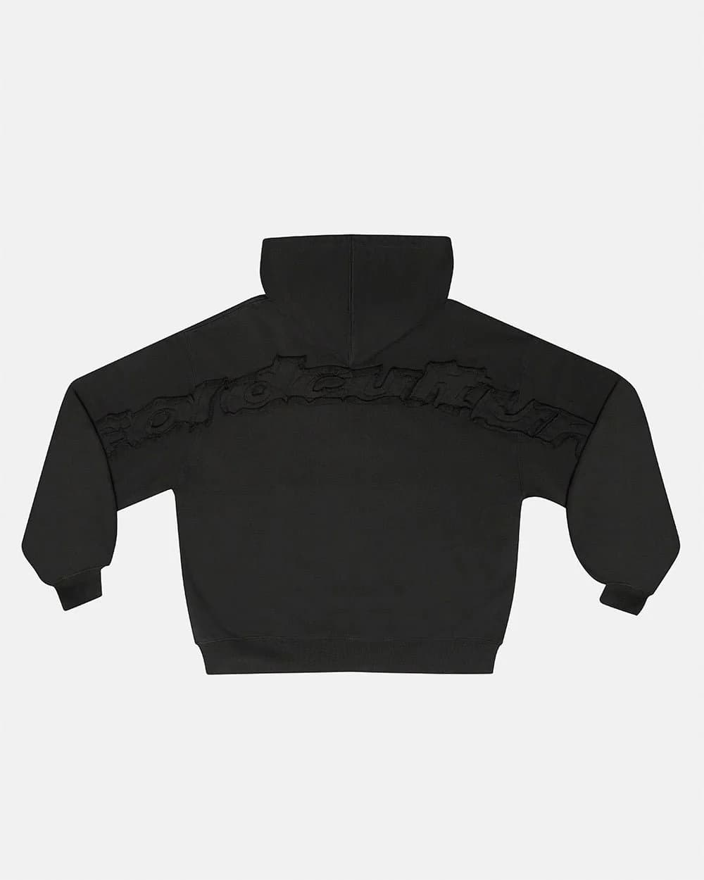 DISTRESS CURVED ZIP HOODIE DARK GREY by COLD CULTURE