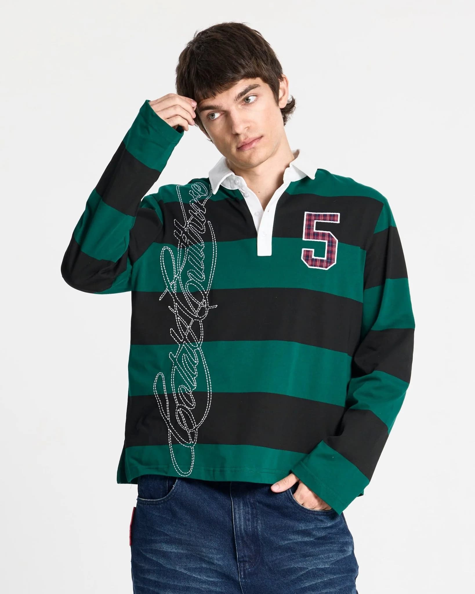 WINDSOR LONGSLEEVE POLO BLACK AND GREEN 2