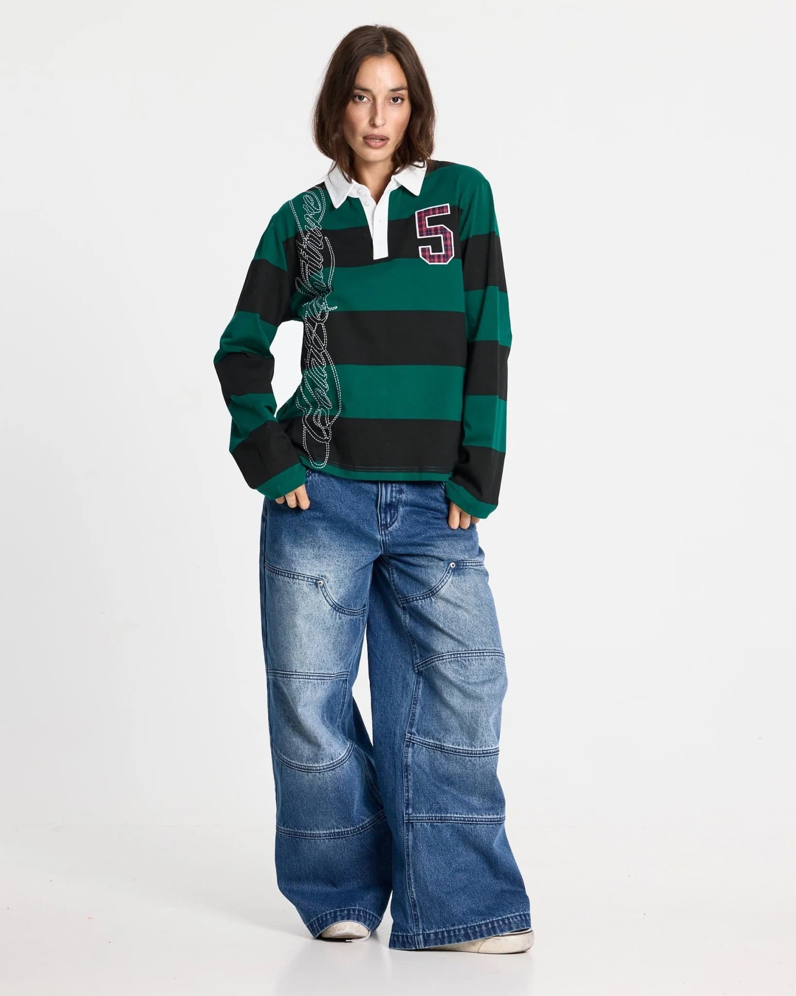 WINDSOR LONGSLEEVE POLO BLACK AND GREEN 9