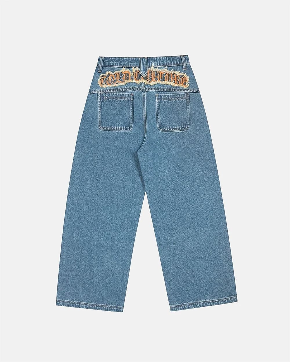 DISTRESS CURVED LOOSE PANTS BLUE 2