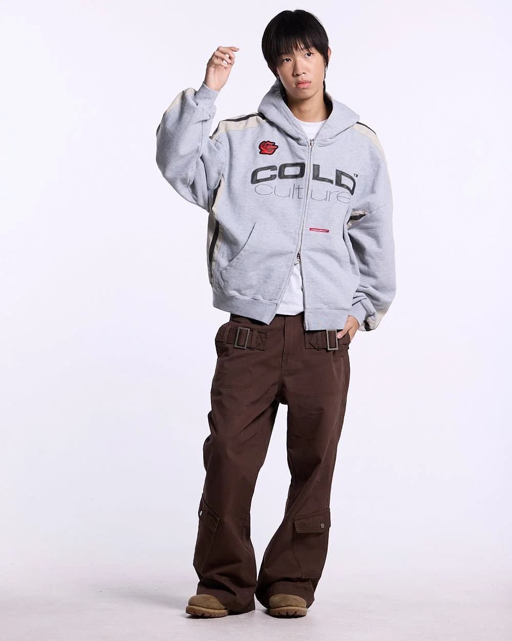 BIKER ZIP HOODIE HEATHER GREY 5