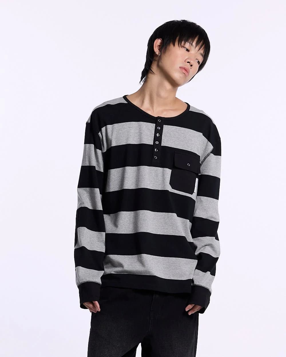 DOCKSIDE TEE GREY STRIPES 2