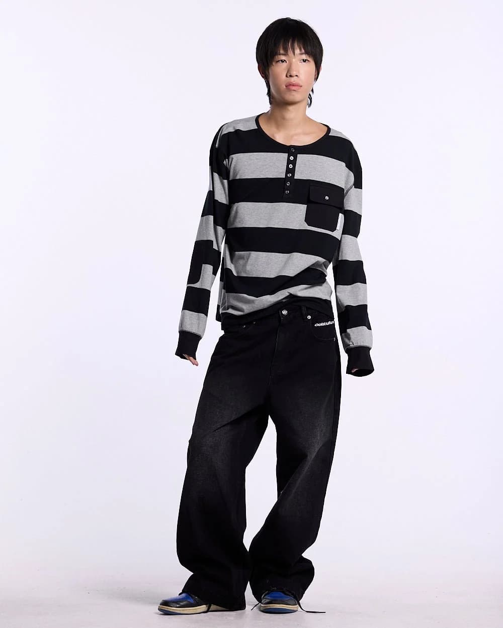 DOCKSIDE TEE GREY STRIPES 5