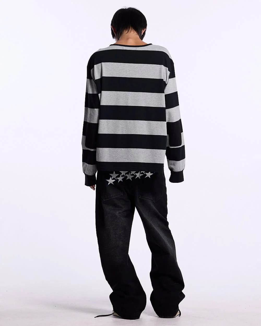 DOCKSIDE TEE GREY STRIPES 6