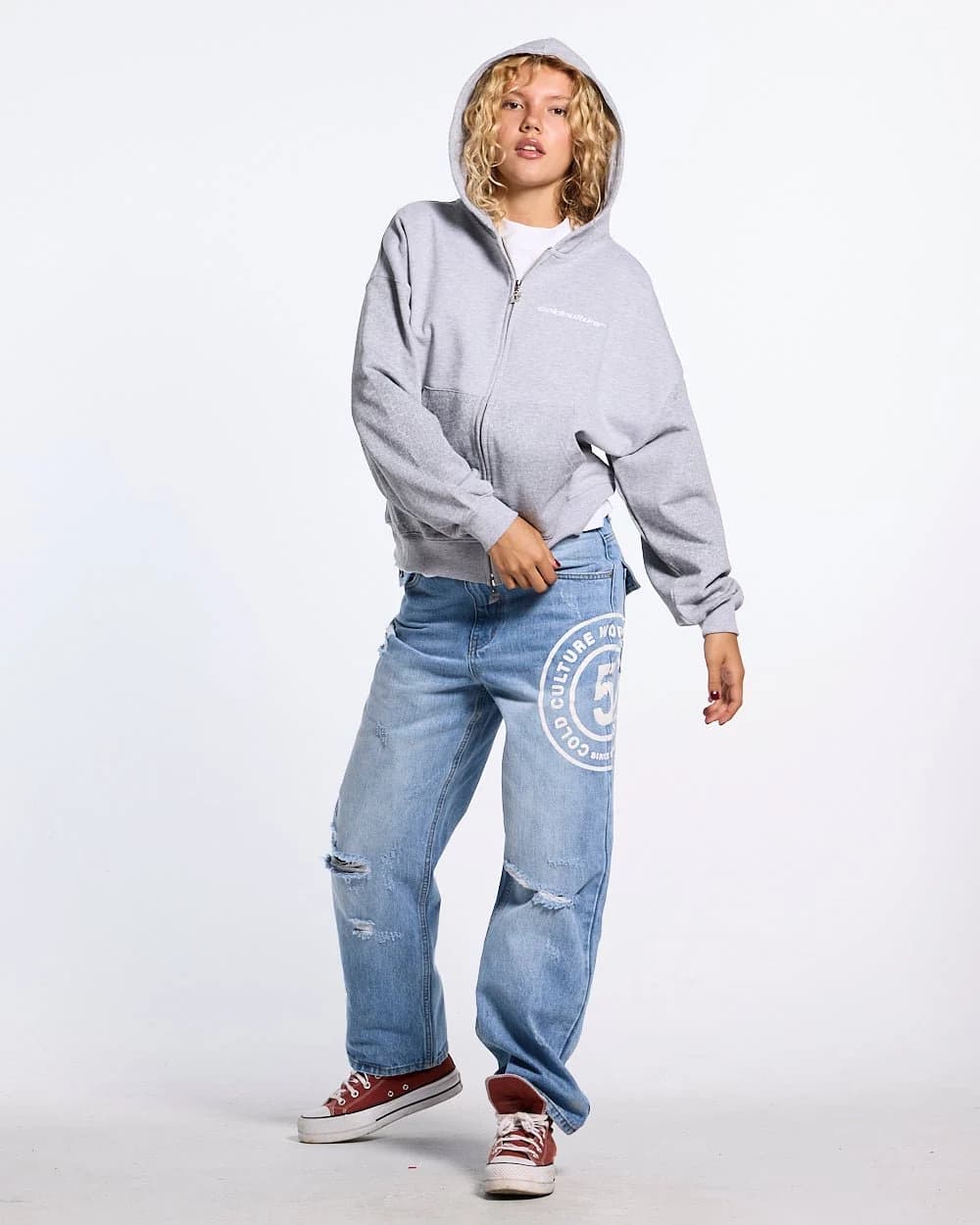 STRIPE ZIP HOODIE HEATHER GREY 9