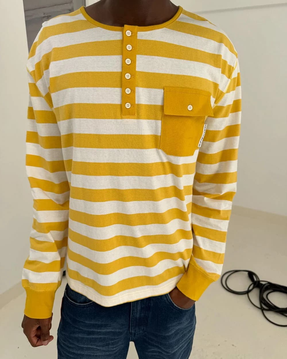 BANDLINE LONGSLEEVE YELLOW & HEATHER GREY 7