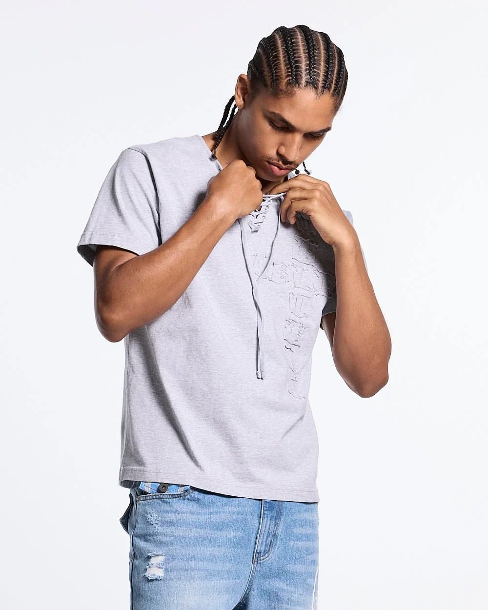 ROGUE CROSSED TEE HEATHER GREY 2