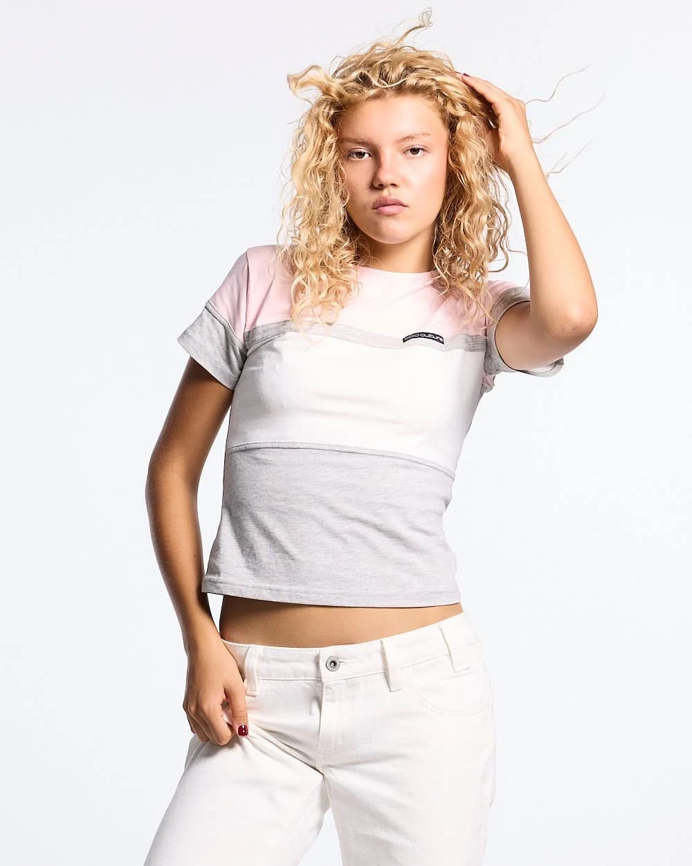TRIAD BABY TEE WOMAN BABY PINK & HEATHER GREY by COLD CULTURE