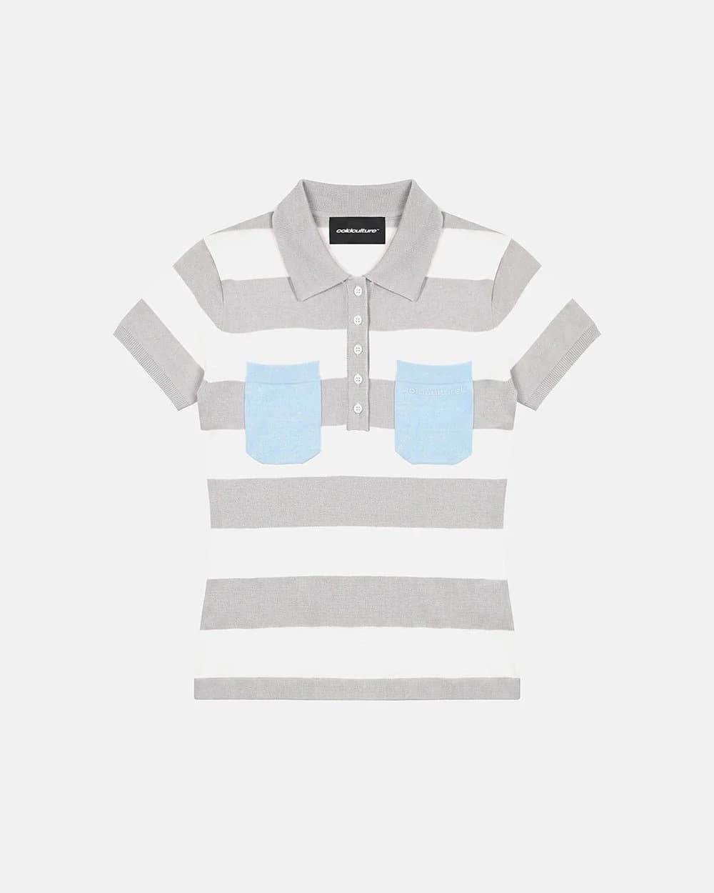 RIVETED STRIPE POLO GREY 2