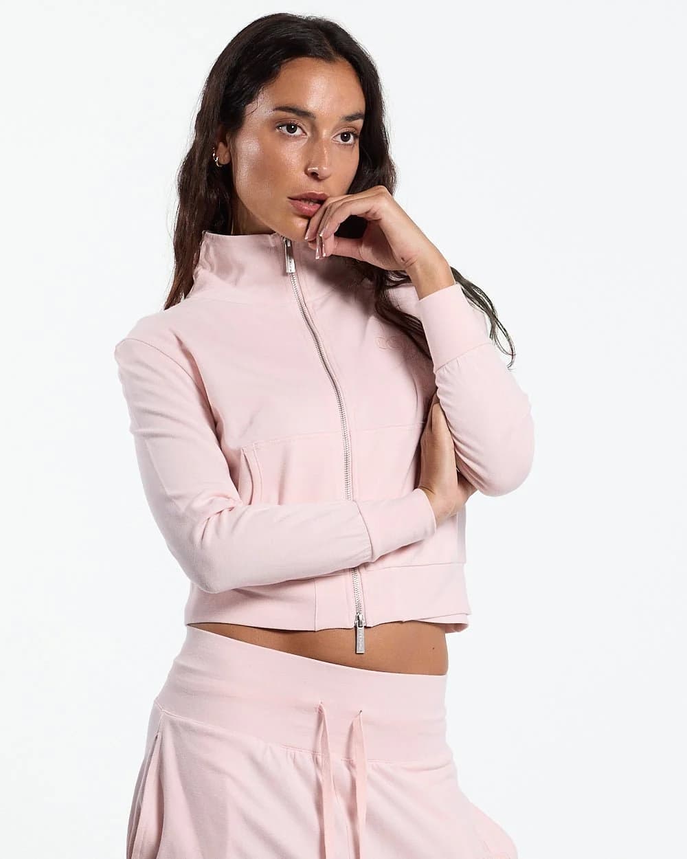 CROSSED ZIP HOODIE PINK by COLD CULTURE