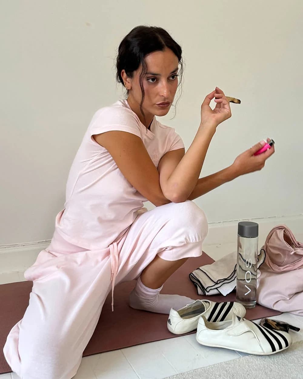 CROSSED CAPRI SWEATPANTS PINK 6
