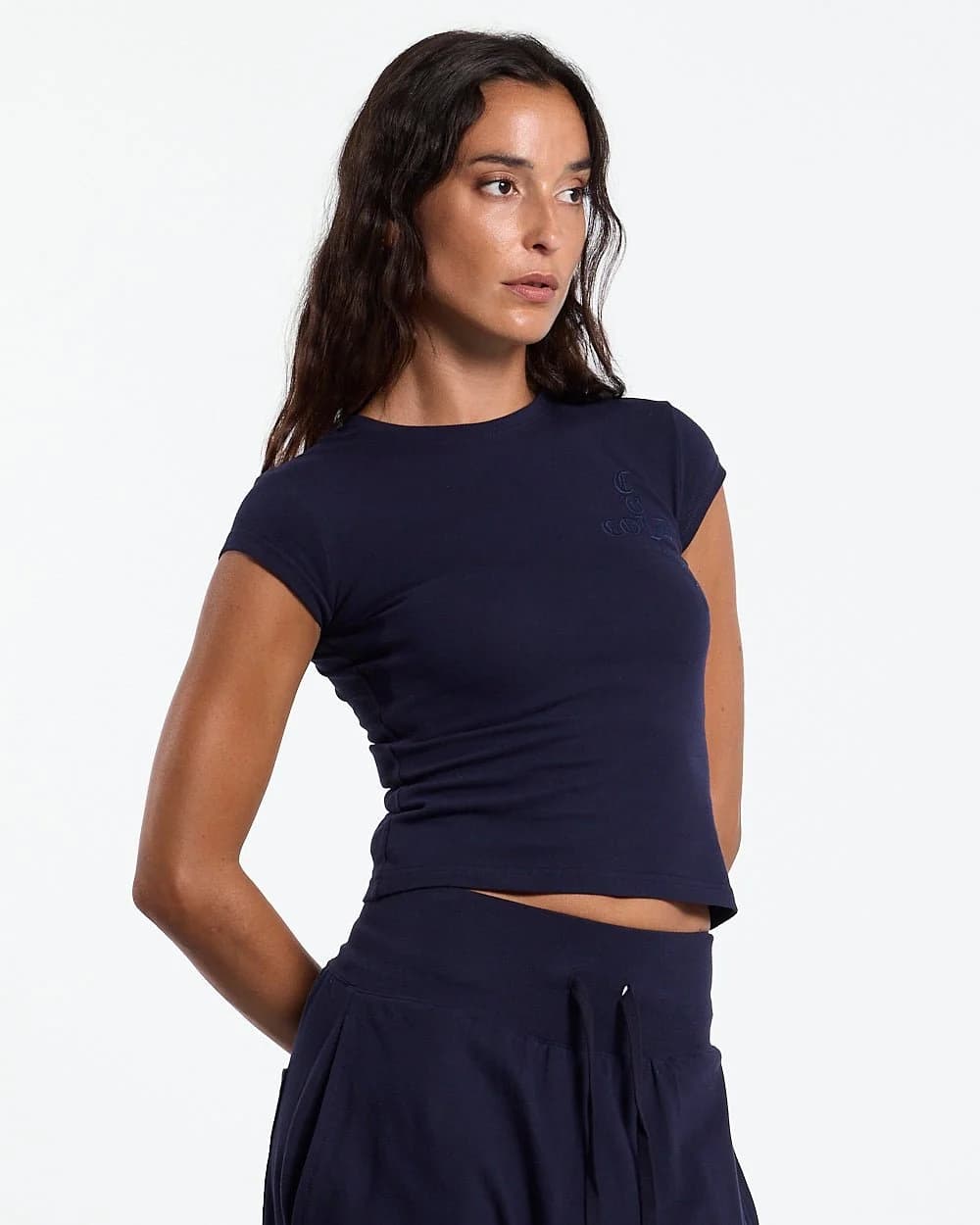 CROSSED BABY TEE WOMAN NAVY by COLD CULTURE