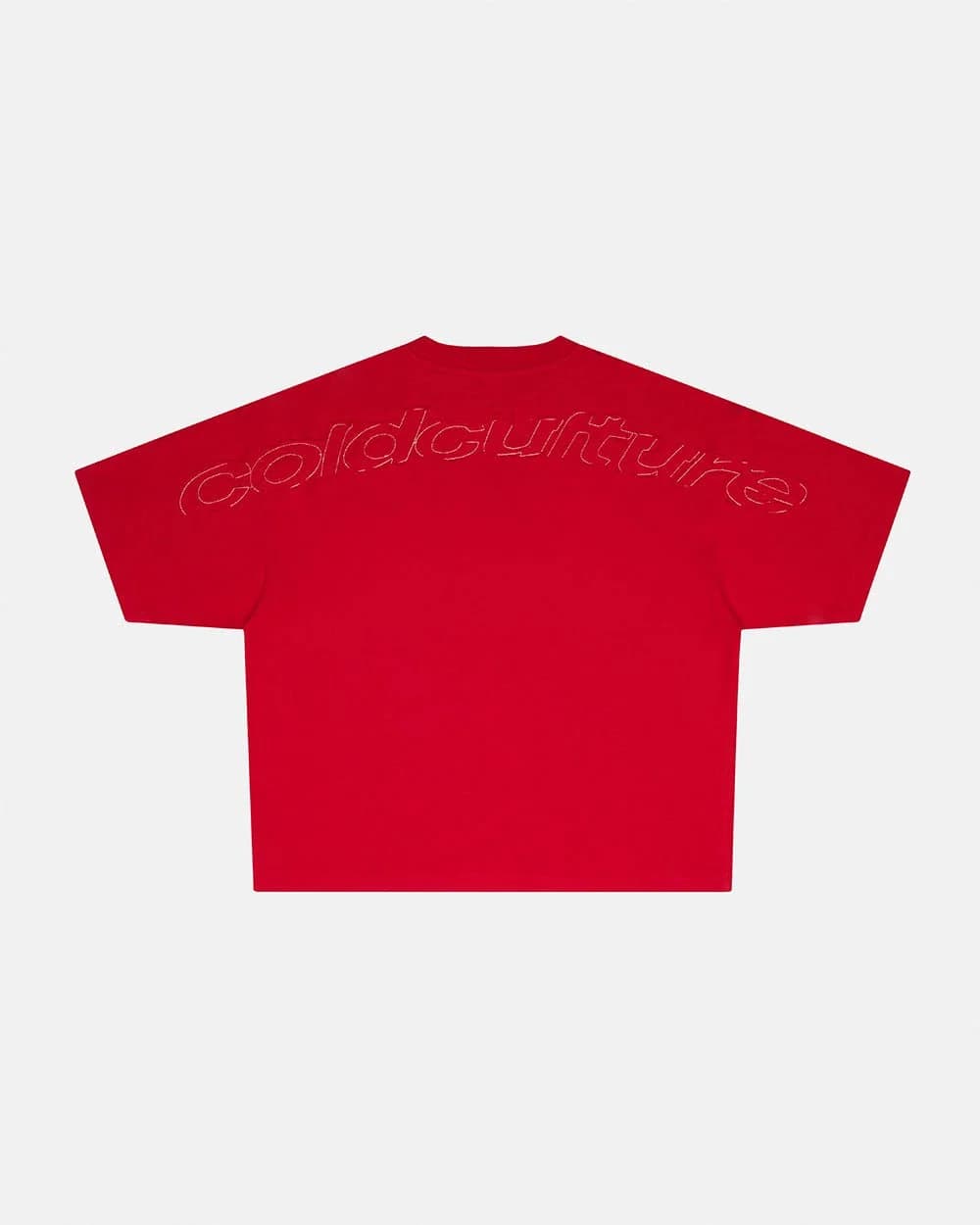 DISTRESS CURVED TEE RED 2