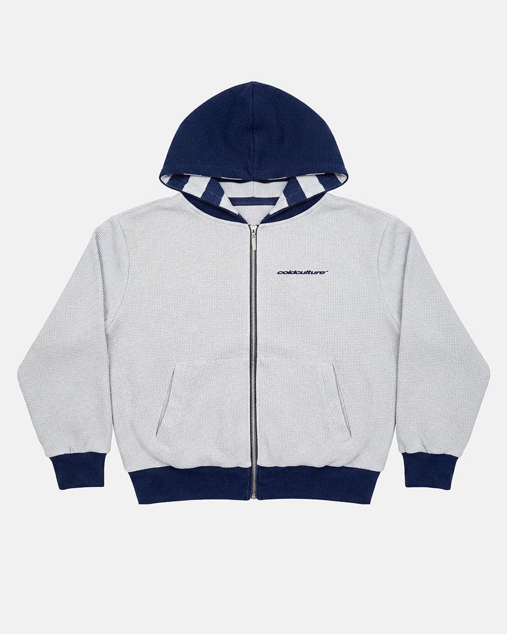 UNTRUE WAFFLE REVERSIBLE ZIP HOODIE BLUE 2