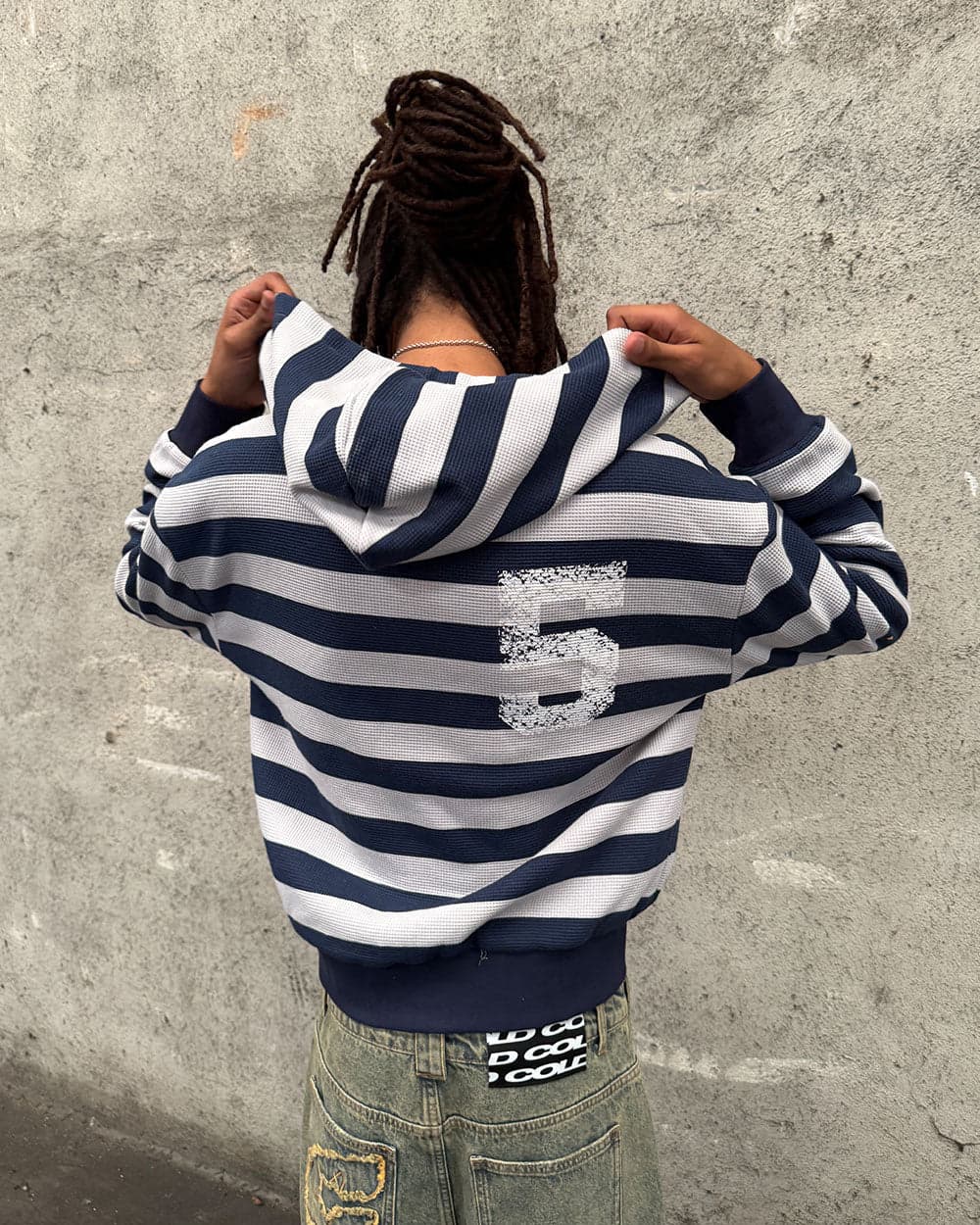 UNTRUE WAFFLE REVERSIBLE ZIP HOODIE BLUE 12