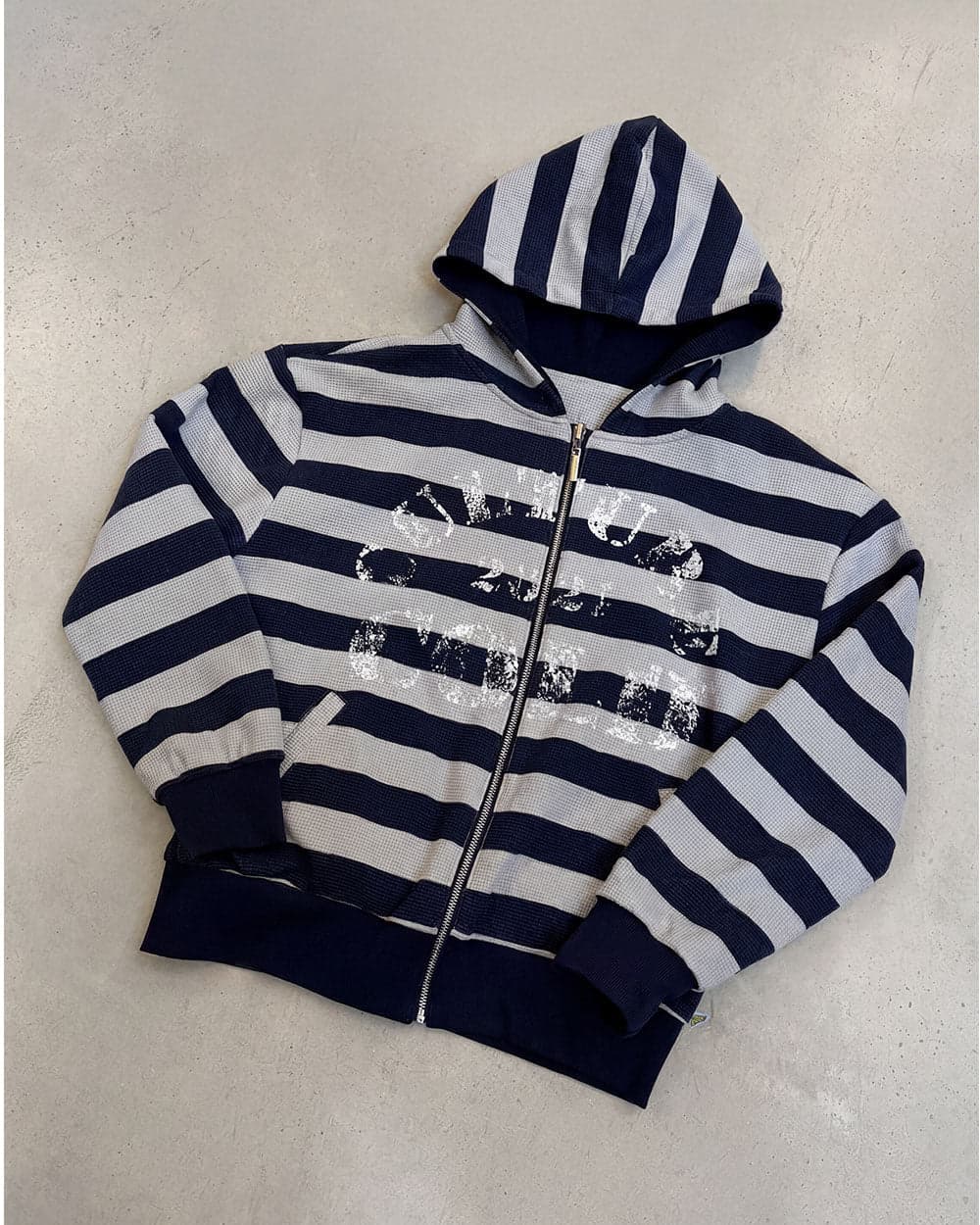 UNTRUE WAFFLE REVERSIBLE ZIP HOODIE BLUE 14
