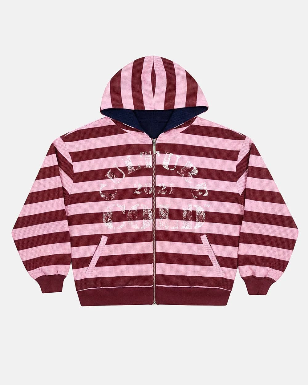 UNTRUE WAFFLE REVERSIBLE ZIP HOODIE PINK by COLD CULTURE