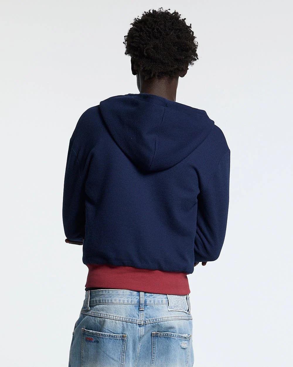 UNTRUE WAFFLE REVERSIBLE ZIP HOODIE PINK 8