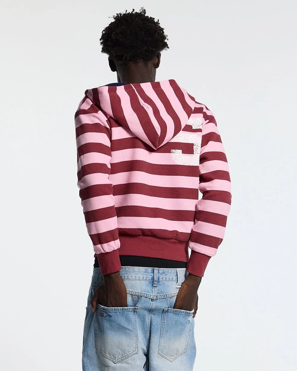 UNTRUE WAFFLE REVERSIBLE ZIP HOODIE PINK 7