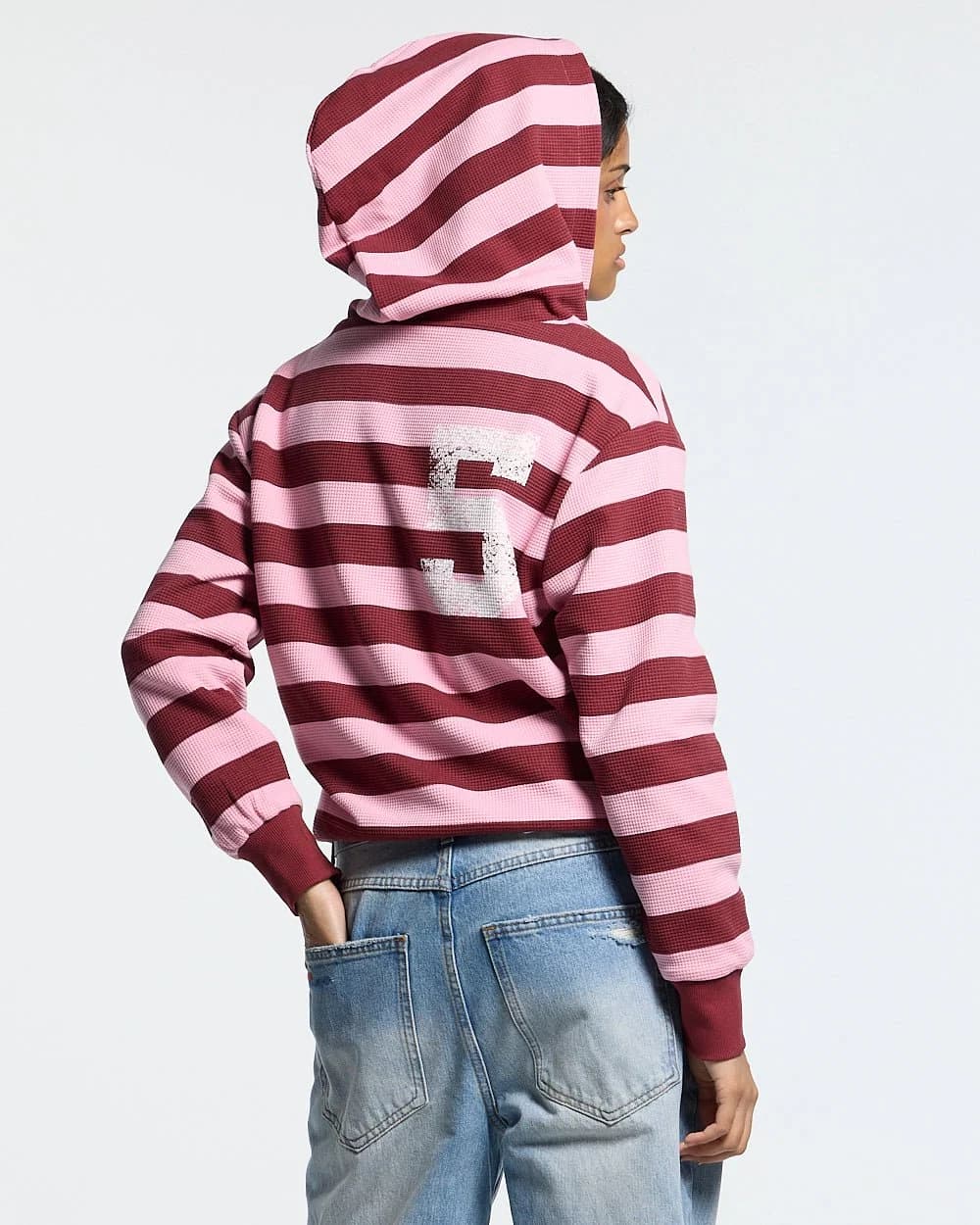 UNTRUE WAFFLE REVERSIBLE ZIP HOODIE PINK 15