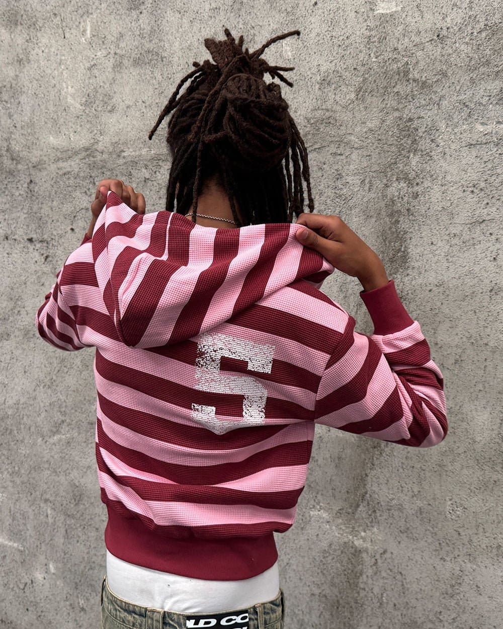 UNTRUE WAFFLE REVERSIBLE ZIP HOODIE PINK 18
