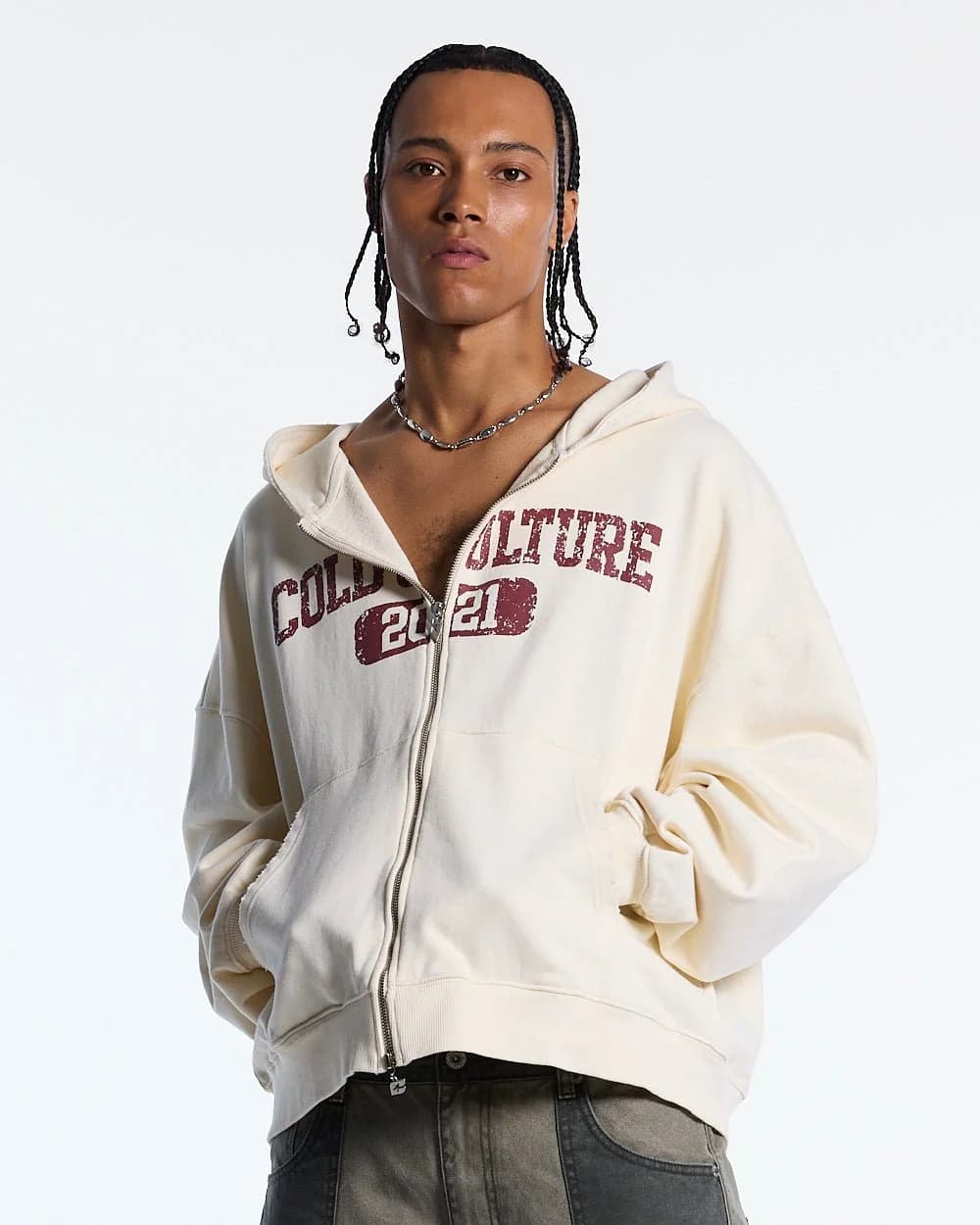 AVIATOR ZIP HOODIE WHITE by COLD CULTURE