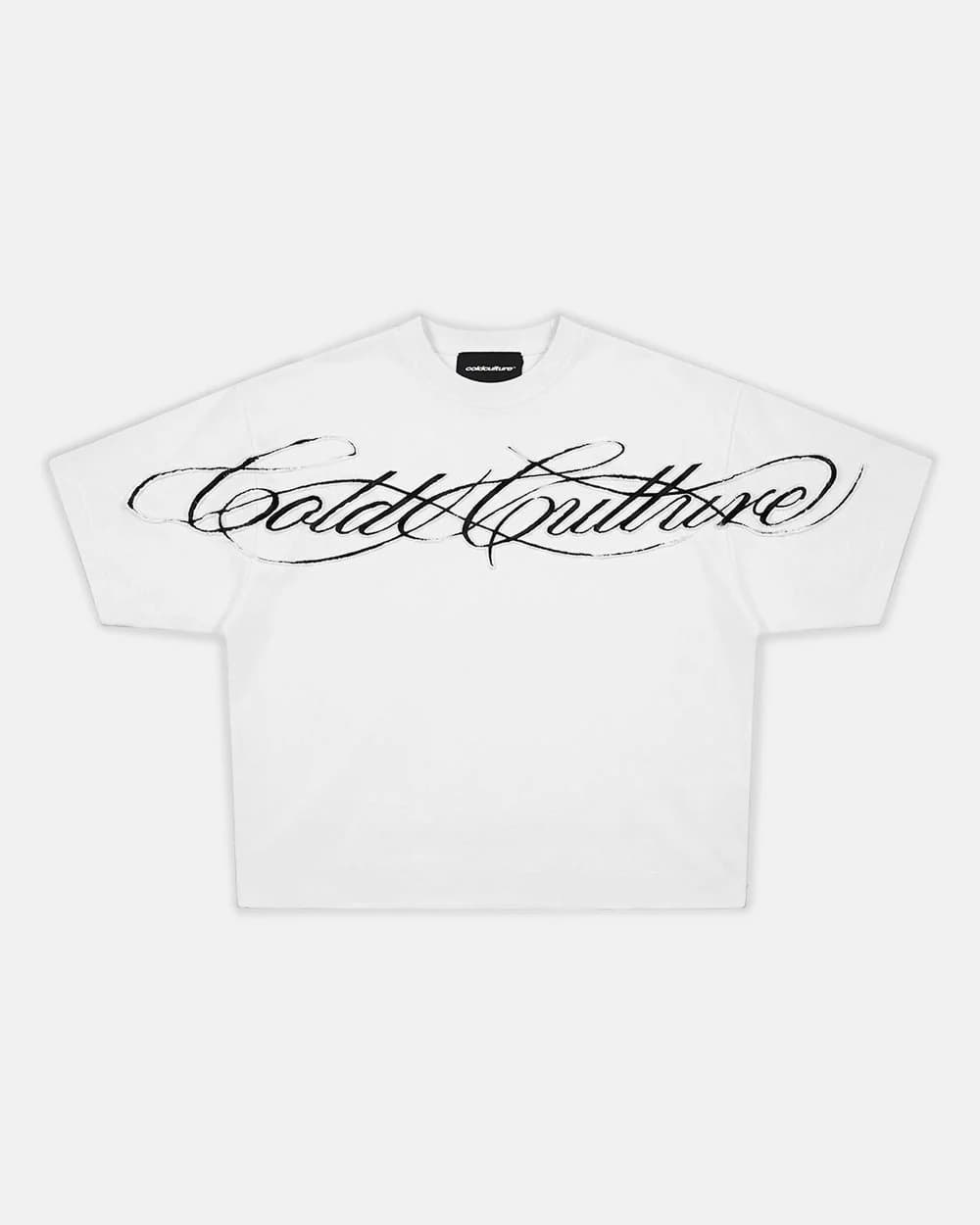 CROSSED SCRIPT TEE 2.0 WHITE by COLD CULTURE