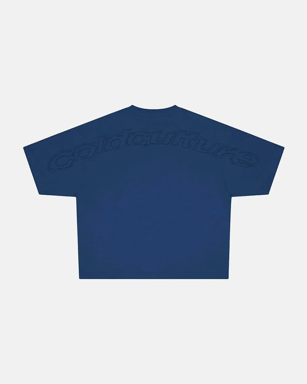 DISTRESS CURVED TEE NAVY 2