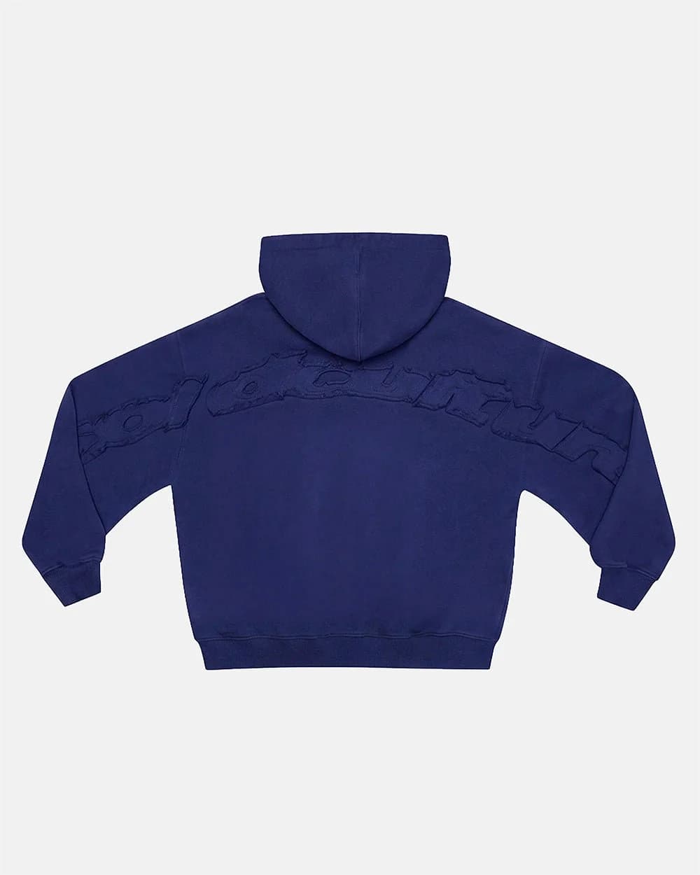 DISTRESS CURVED ZIP HOODIE NAVY 2