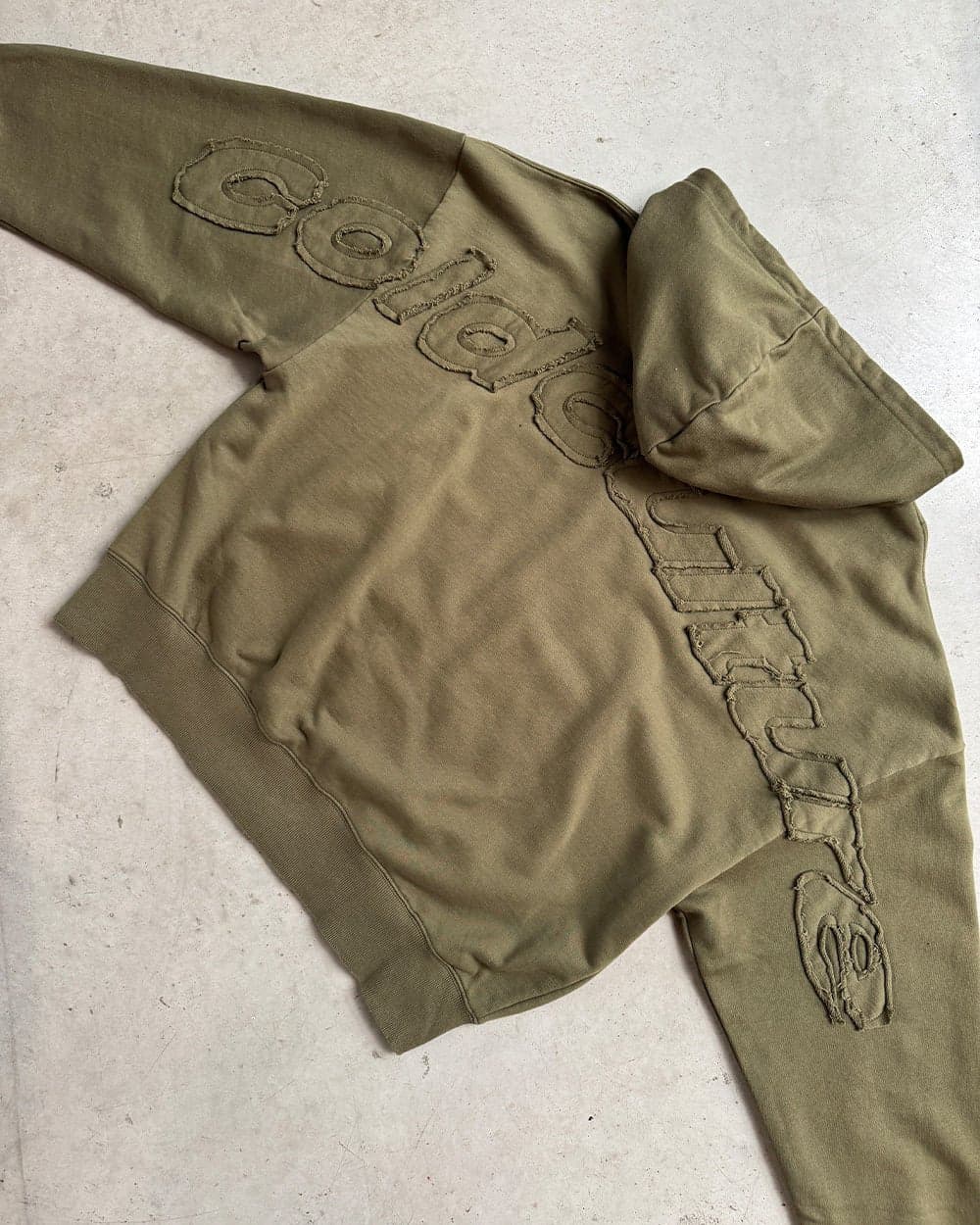 DISTRESS CURVED ZIP HOODIE GREEN LIGHT 8