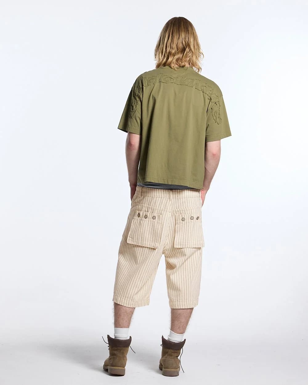 DISTRESS CURVED TEE GREEN 5