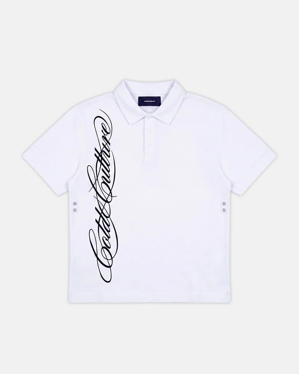 TARTAN SCRIPT POLO WHITE by COLD CULTURE
