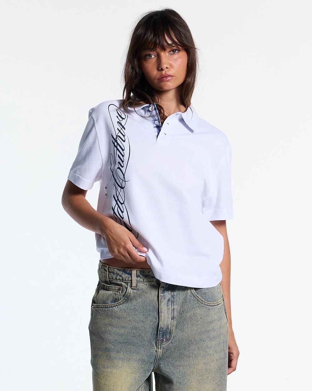 TARTAN SCRIPT POLO WHITE 7