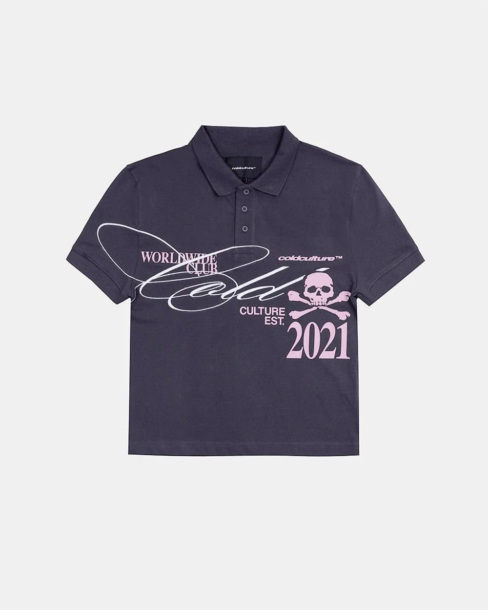 DIRTY SKULL POLO DARK GREY by COLD CULTURE