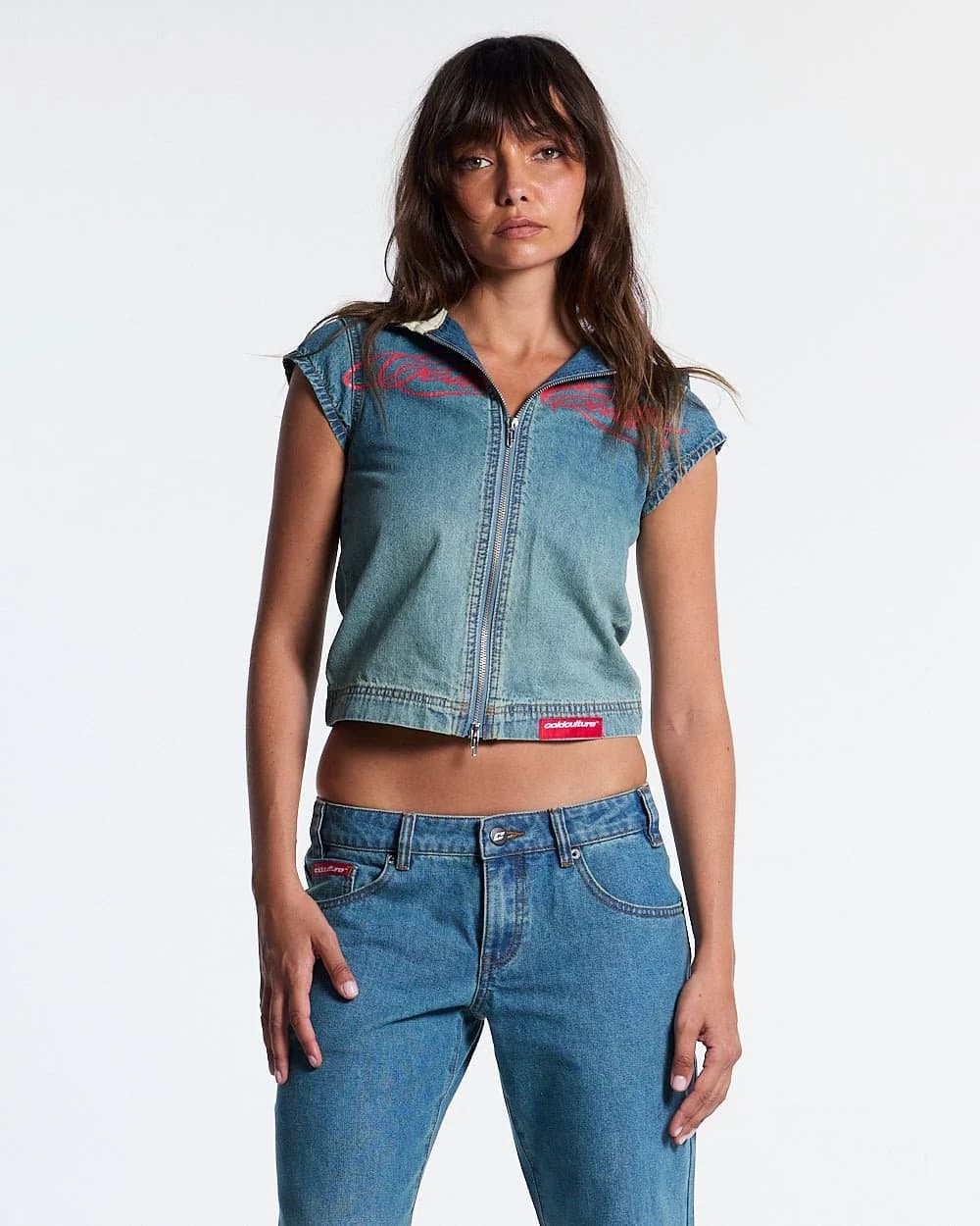 SIGHT ZIP BABY TEE DENIM by COLD CULTURE