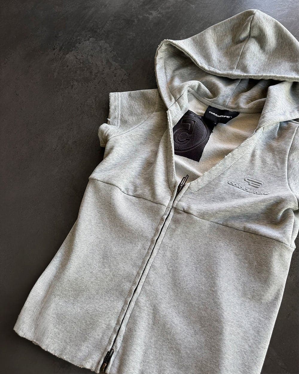 HOODED BABY ZIP TEE HEATHER GREY 7