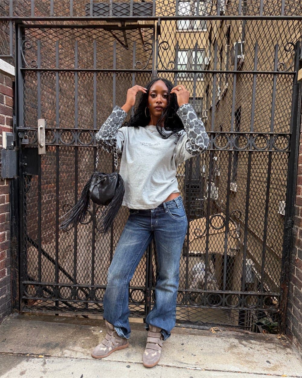 TABBY DOUBLE LONGSLEEVE TEE HEATHER GREY 12