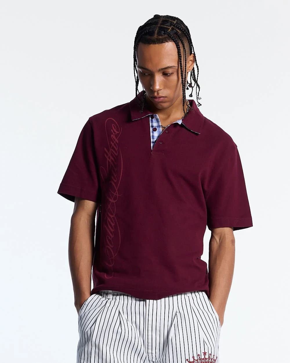 TARTAN SCRIPT POLO RED 2