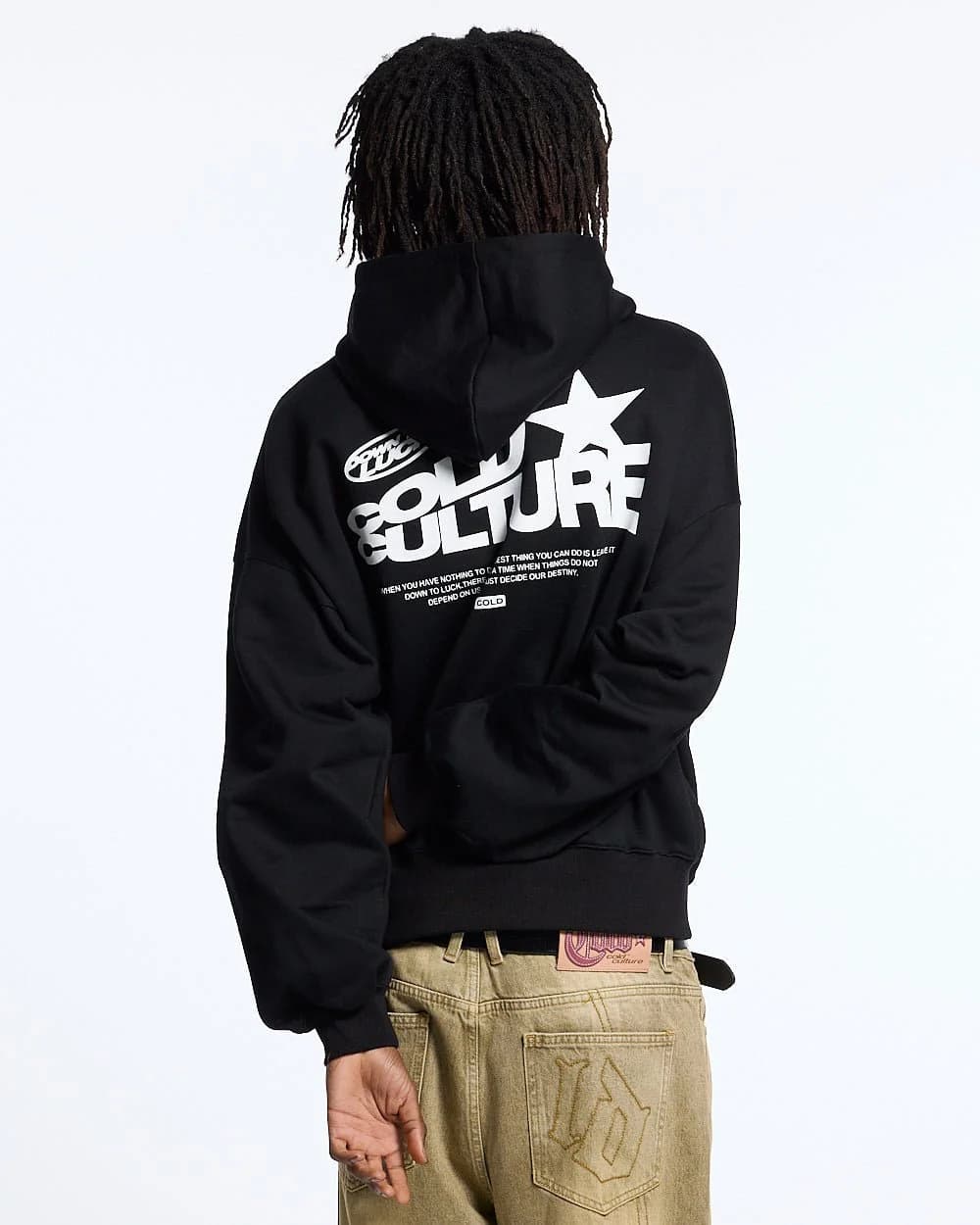 DOWN TO LUCK HOODIE BLACK AND WHITE 2
