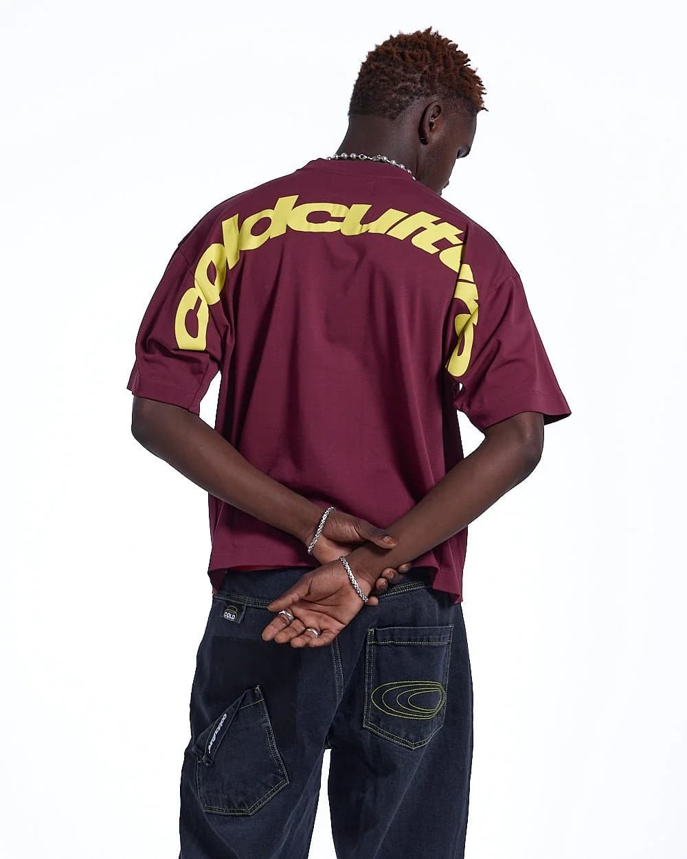 CURVED TEE BURGUNDY & YELLOW 2