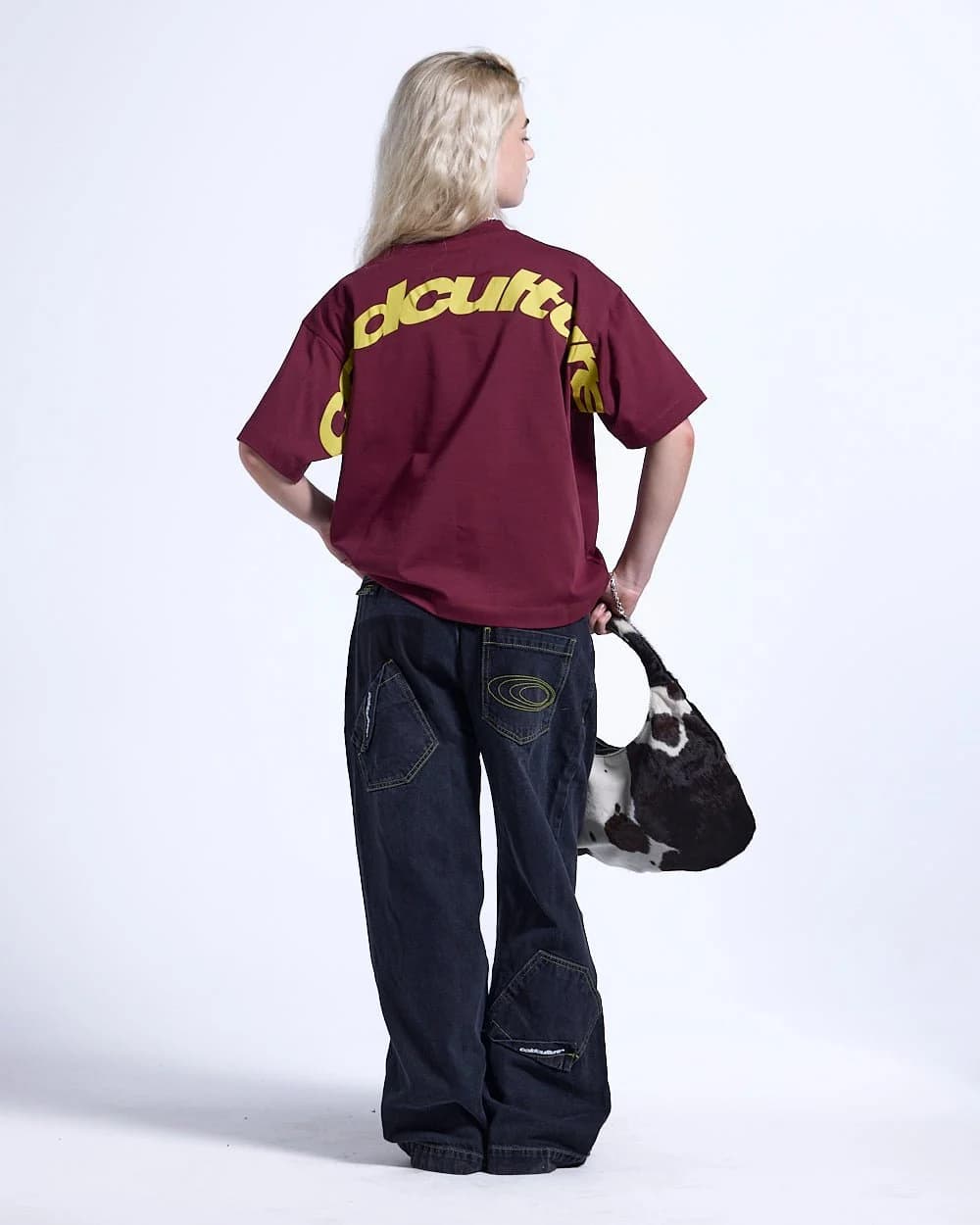 CURVED TEE BURGUNDY & YELLOW 5