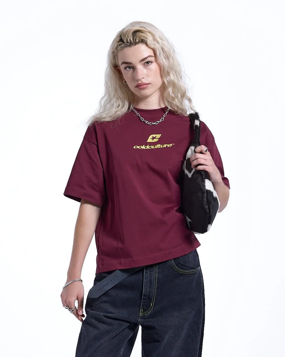 CURVED TEE BURGUNDY & YELLOW 6