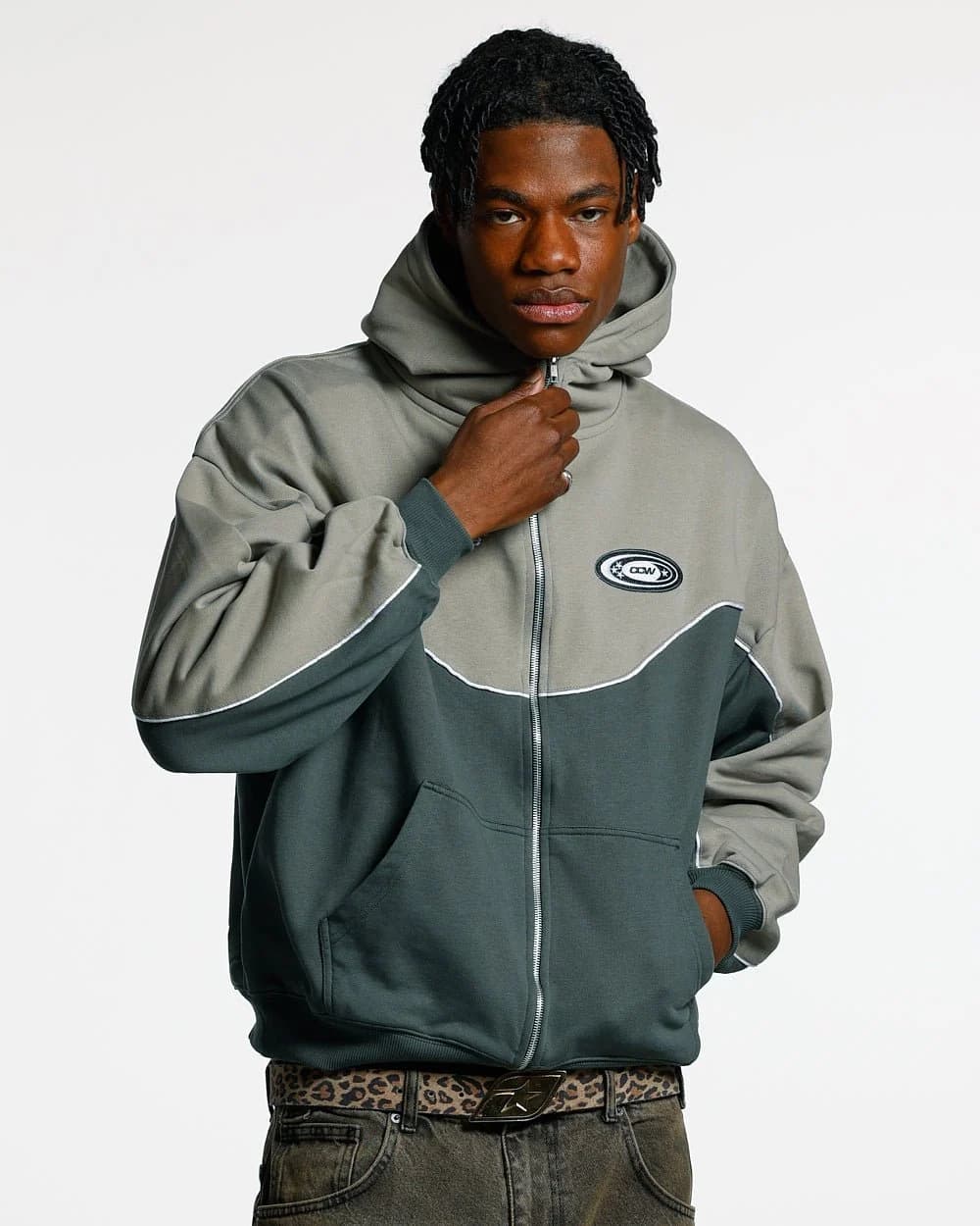 NO RISK ZIP HOODIE GREY SCALE 2