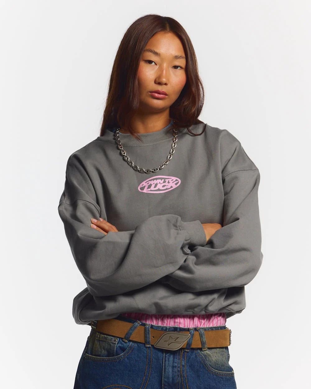 DOWN TO LUCK CREWNECK SMOKEY GREY 6
