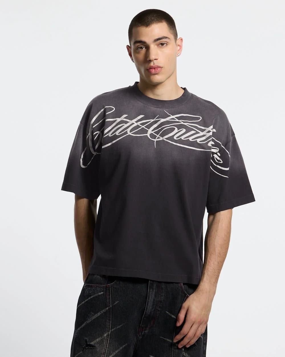 CROSSED SCRIPT TEE BLACK 2