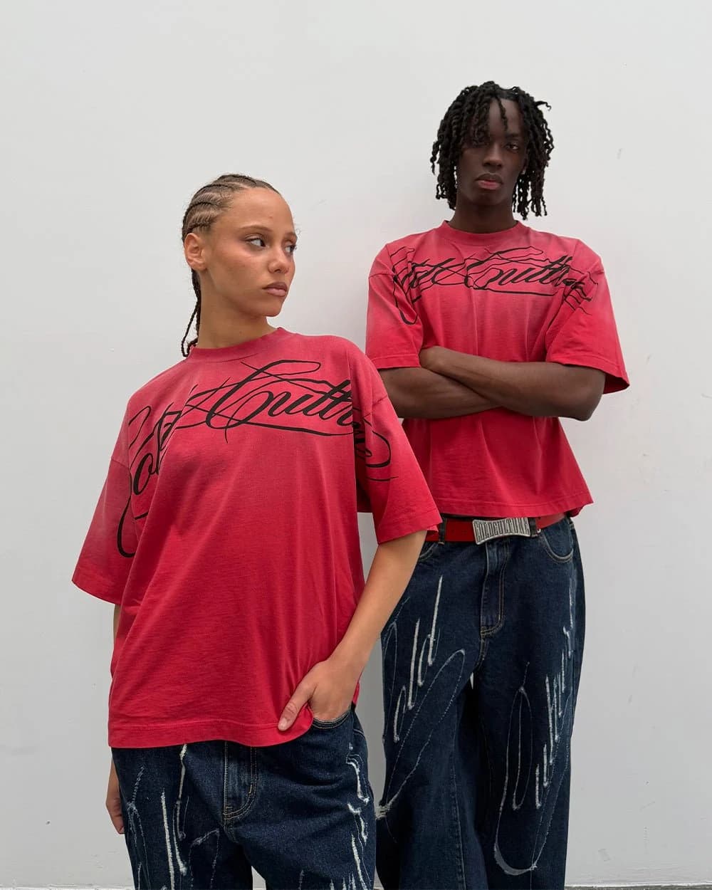 CROSSED SCRIPT TEE RED 5