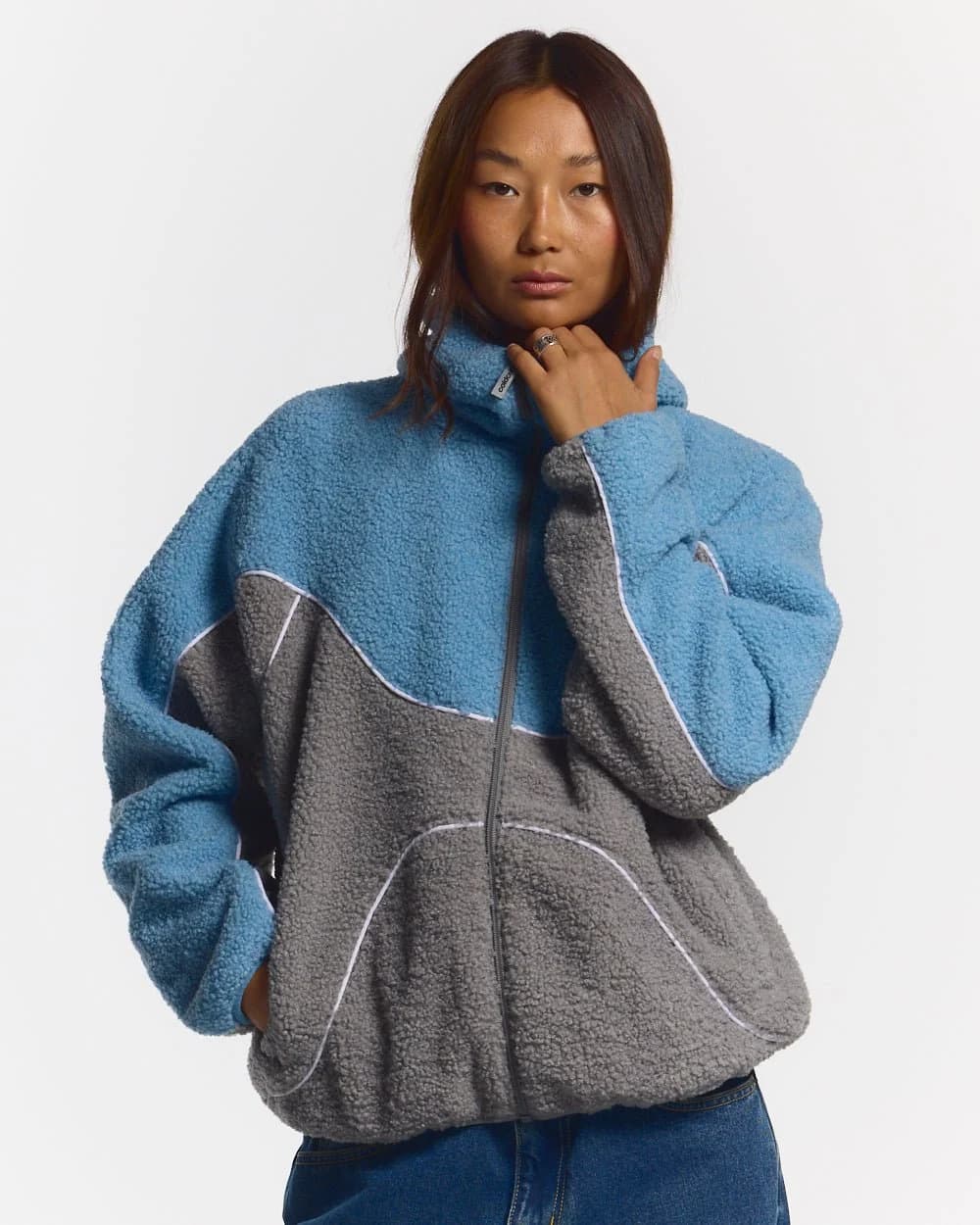 NO RISK FLEECE JACKET STONE GREY/STERLING BLUE 5