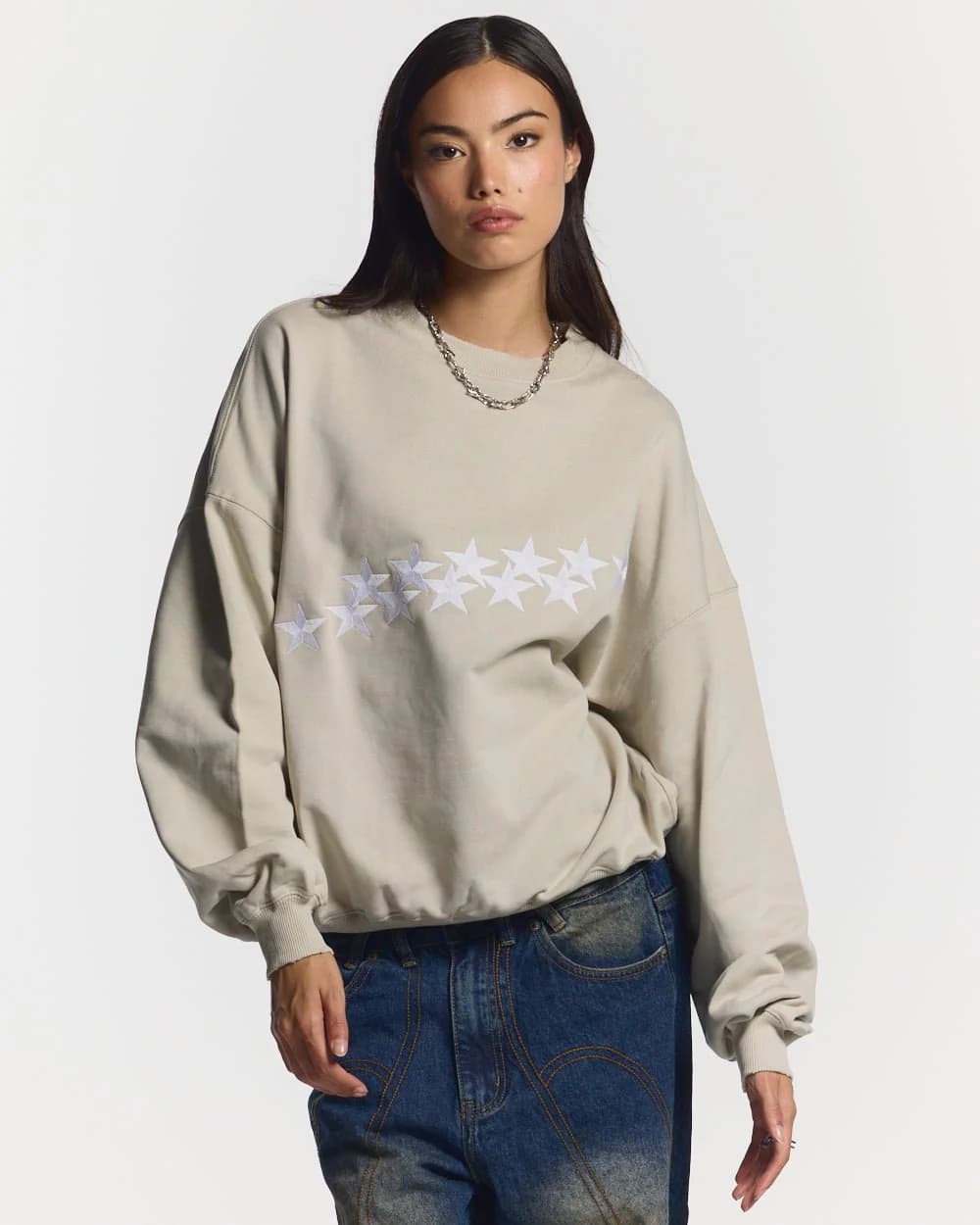 STARS CREWNECK PALE GREY 5